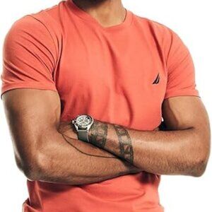 NAUTICA Men's J-Class Solid Crewneck T-Shirt, Cayenne, L